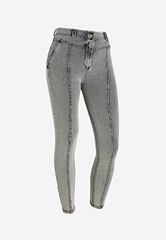 WR.UP Push-up-Pants Light Grey Jeans - Black Seams